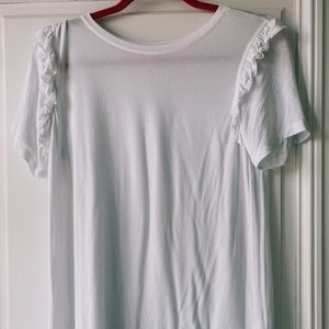 abound white t shirt with ruffles on sleeves